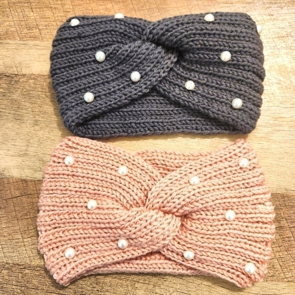 Knit Headbands With Faux Pearls - Picture 1 of 4
